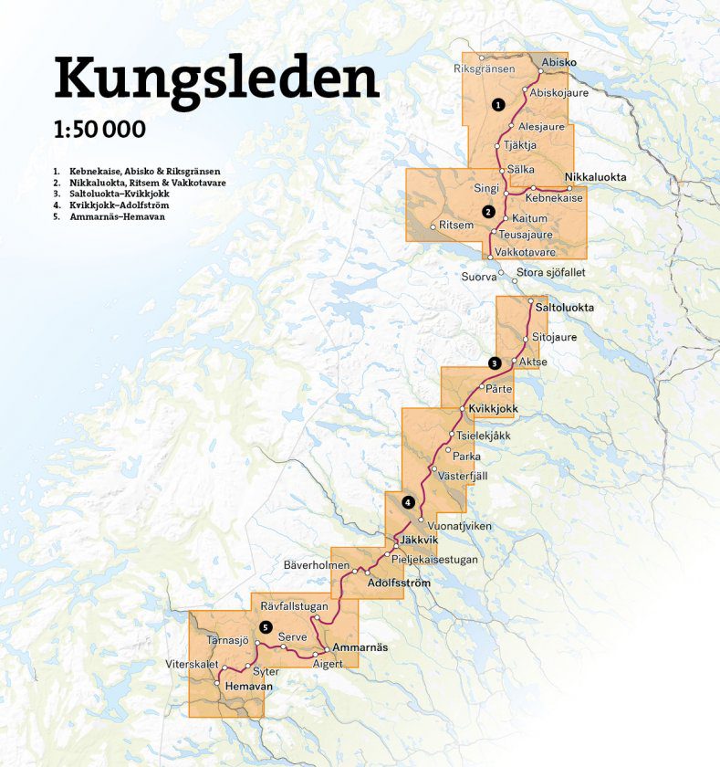 Szlak Kungsleden – mapa