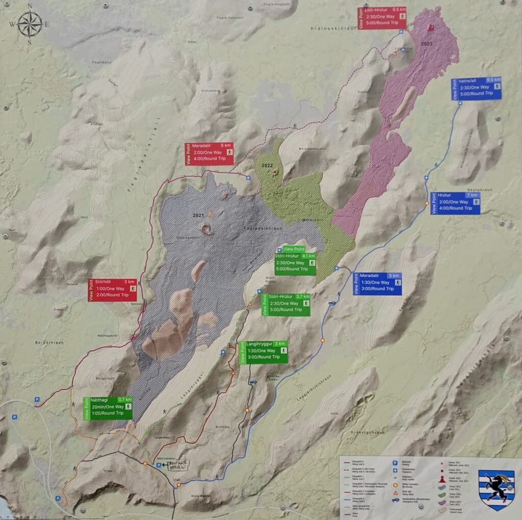 Mapa ścieżek w okolicy masywu Fagradalsfjall