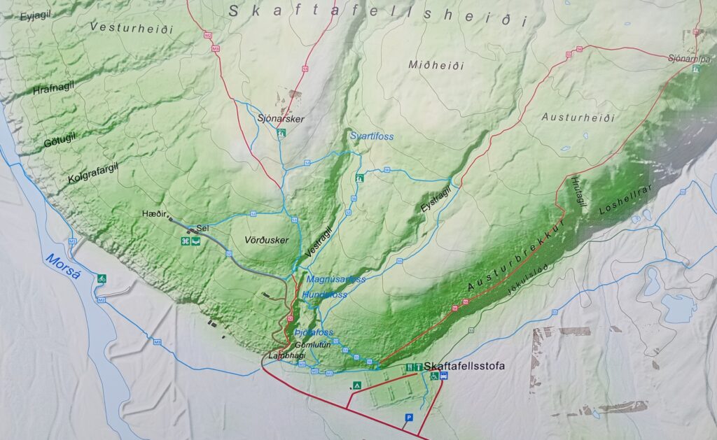 Mapa w Parku Narodowym Skaftafell